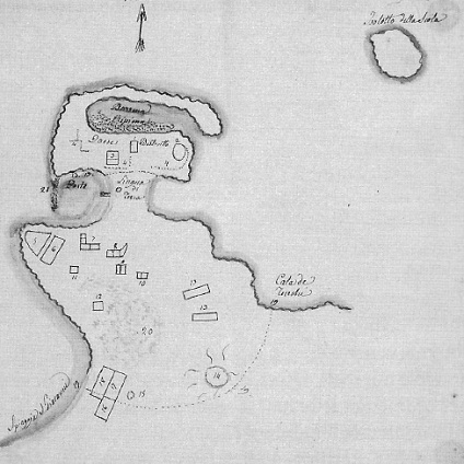 A.S.F. Scrittorio Regie possessioni - L'abitato di Pianosa nel 1835